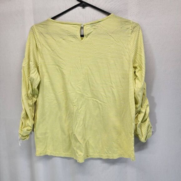 Talbots Petites Striped Yellow and White Shirt Size Medium Petite I9 - Picture 3 of 6